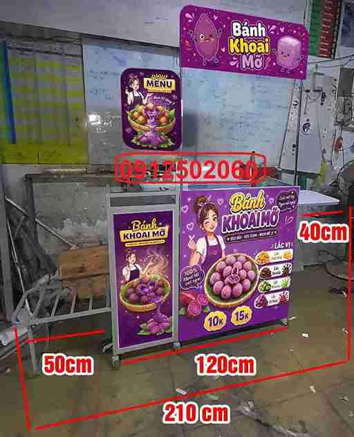 quày bán khoai mỡ gấp gọn